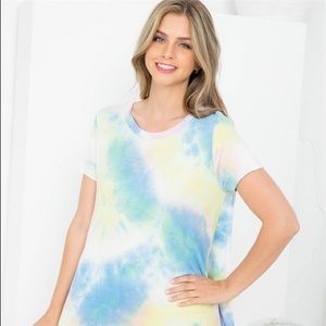 New Junior's cute Boutique Blue tie dye tshirt dress